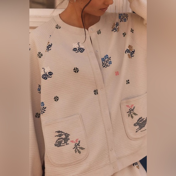 NWT Size L - LyreBird Printed Quilted Knit Cotton Sweatshirt (NWT US$ 148) - Picture 2 of 16